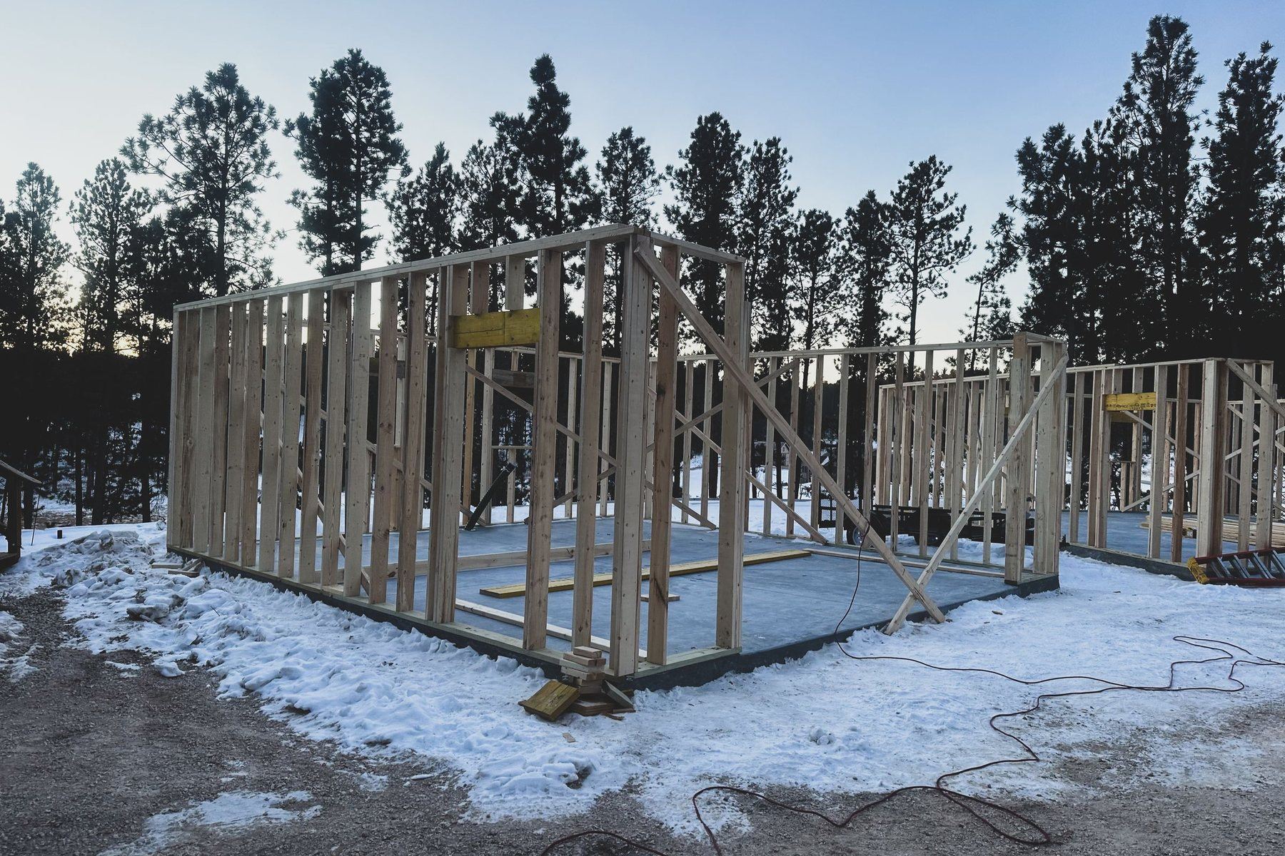 Garage walls framed on a new slab