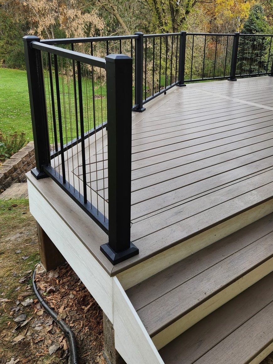 Composite deck stairs and railing